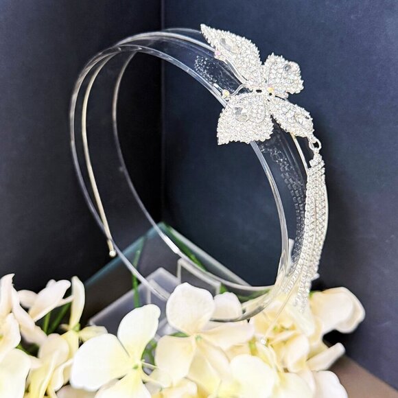 Butterfly Headband, Butterfly Costume Crown, Silver Hair Crown, Halo Party Crown - Picture 7 of 7